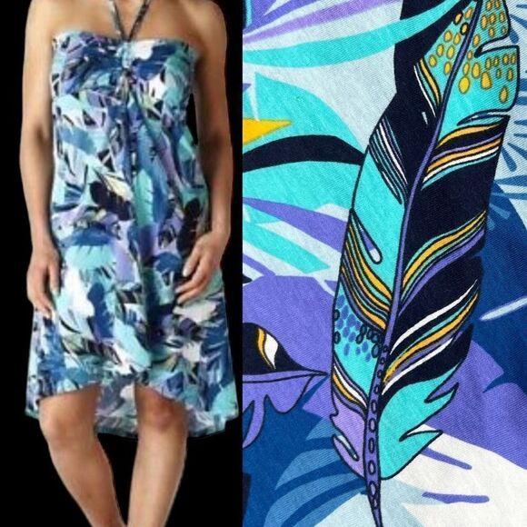 Patagonia Skirt Dress $99 Kamala Convertible Woman’s M Blue Feather Tropical - Picture 1 of 11
